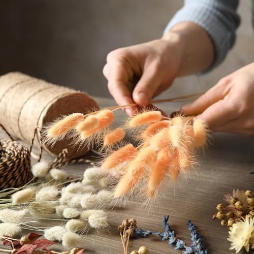 PATIKIL 157in Light Blue Bunny Tails Dried Flowers Decor