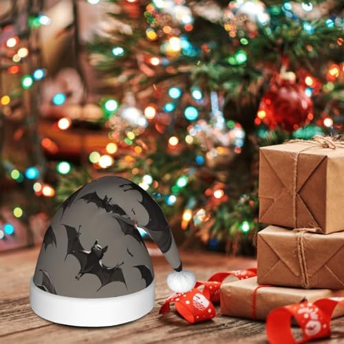 Halloween Bats Grey Santa Hat for Adults