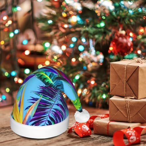QINZHENG Red Flower Santa Hat With LED Lights