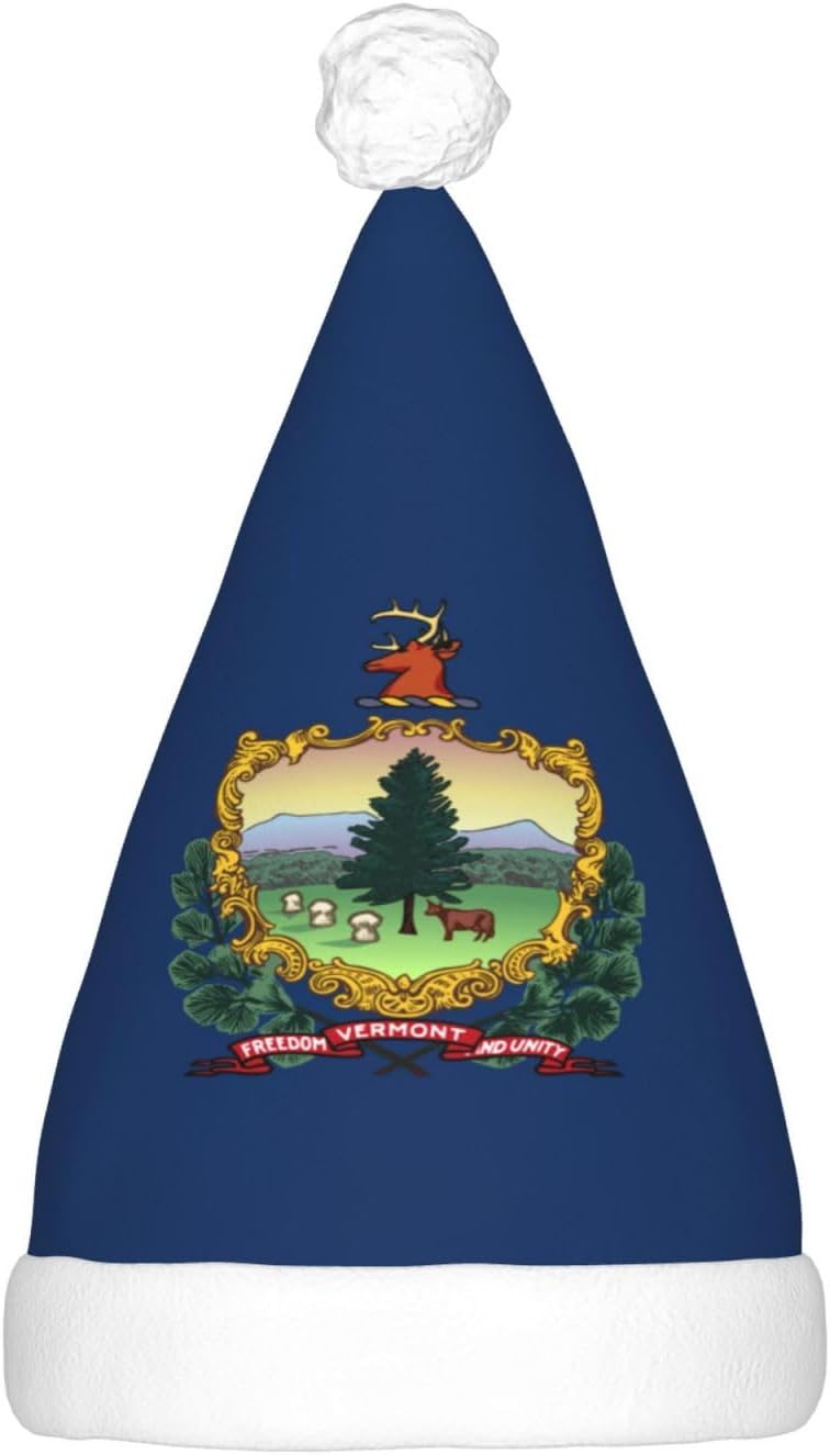 Vermont State Flag Christmas Hat with LED Lights