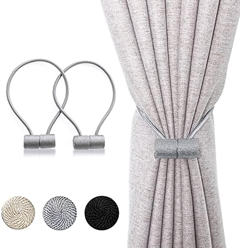 2 Pack Magnetic Curtain Holdbacks 16 Inch Grey