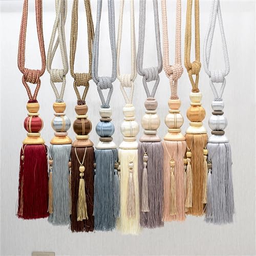 LDFWAY Curtain Tiebacks with Tassels 2 Pack Grey