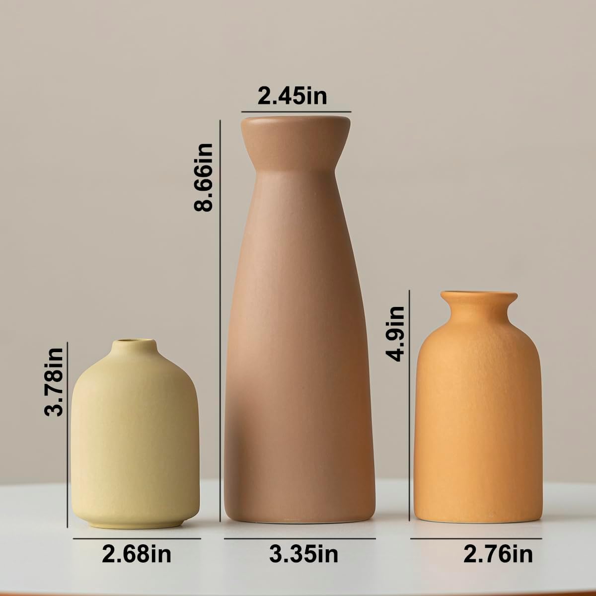 Distressed Ceramic Vase Set of 3 Modern Bohemian Decor