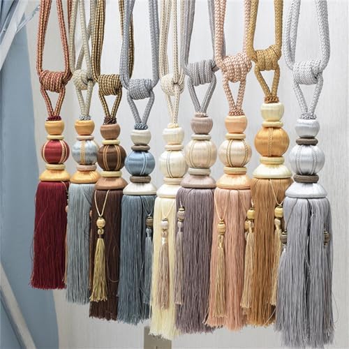 LDFWAY Curtain Tiebacks with Tassels 2 Pack Grey