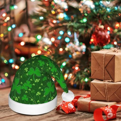 St Patricks Day Glitter Print LED Christmas Hat for Adults