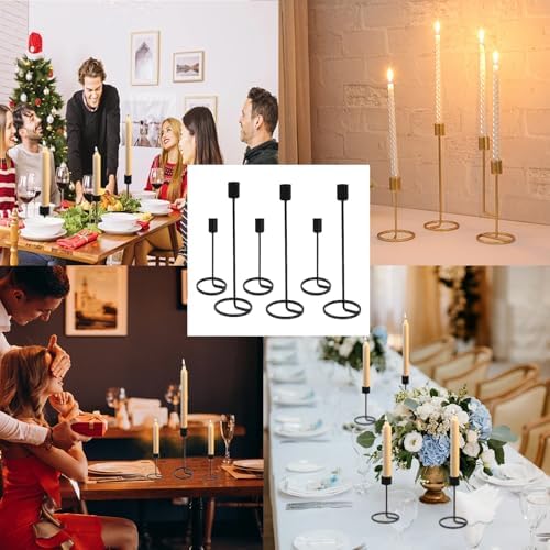 Black Brass Taper Candlestick Set of 6