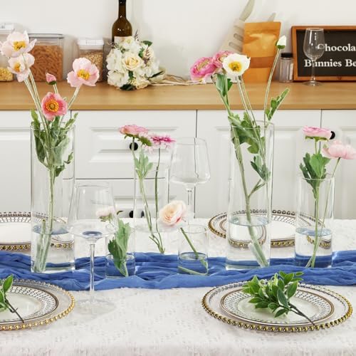 Fixwal 3 Pack Clear Glass Cylinder Vases 4 8 12 Inch