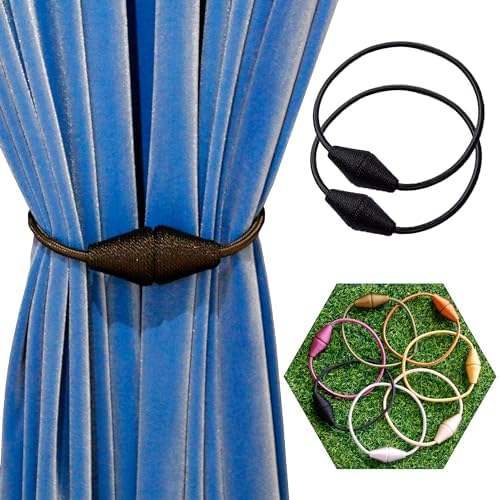 JoySusie Magnetic Curtain Tiebacks Black Cone Shape