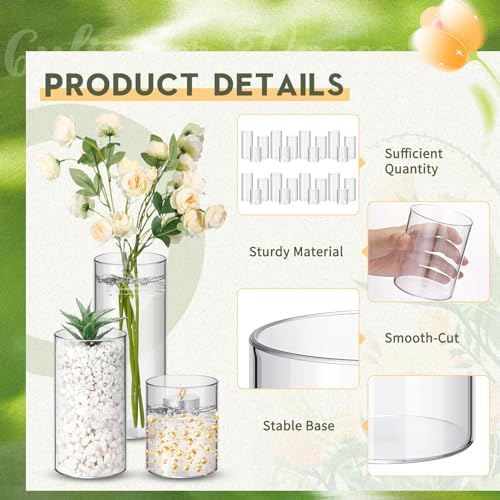 Nuogo 36 Pcs Clear Plastic Cylinder Vases for Centerpieces and Candle Displays