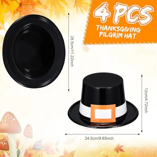 Liliful 4 Pcs Thanksgiving Pilgrim Hats Costume Accessory for Adults