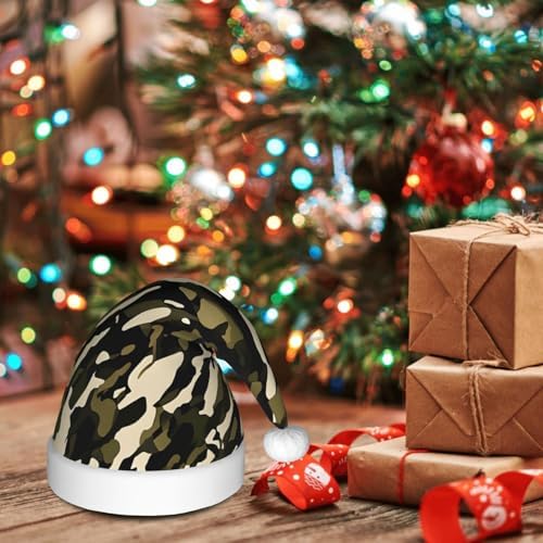 Camouflage Santa Plush Christmas Hat for Adults