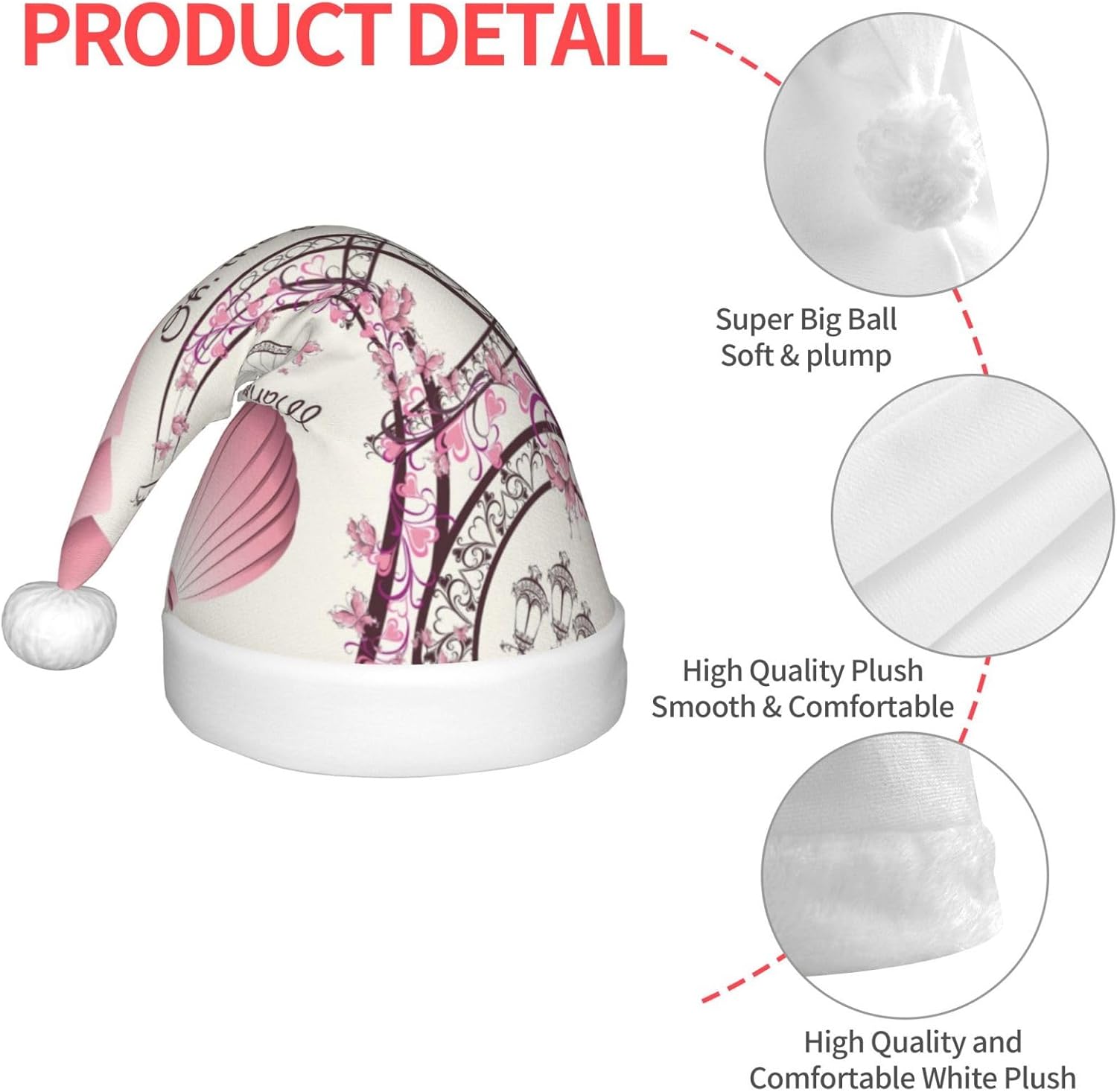 Dog and Paris Towe Print Christmas Santa Hat Small Size