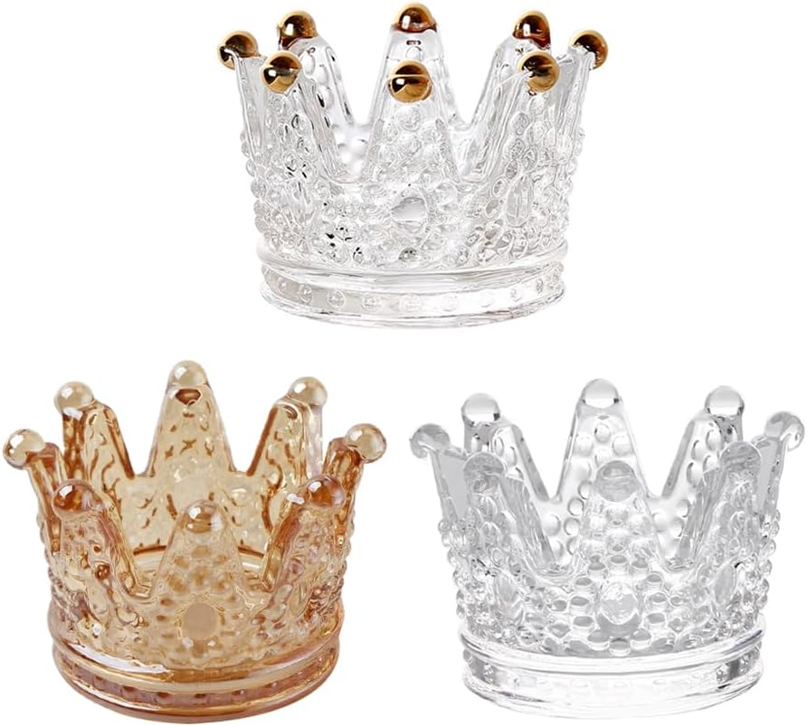 3Pcs Creative Glass Ashtray with Crown Design