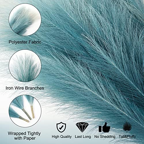 GAOMON 4pcs Gradient Blue Faux Pampas Grass Decor