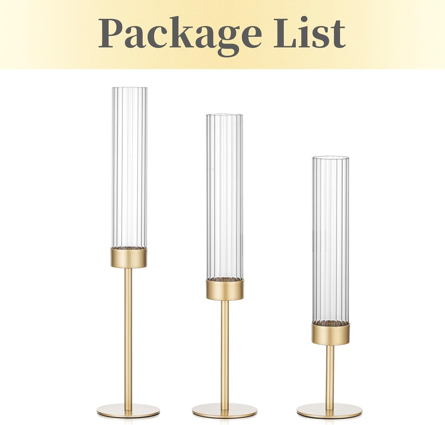 Hewory Gold Hurricane Candle Holders Set of 3