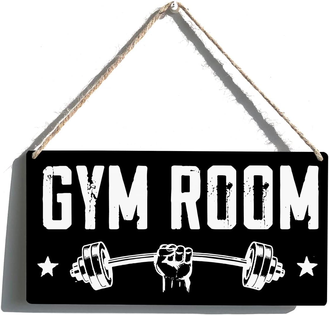 Gym Room Sign Wooden Hanging Wall Art Decor 12x6 Inches