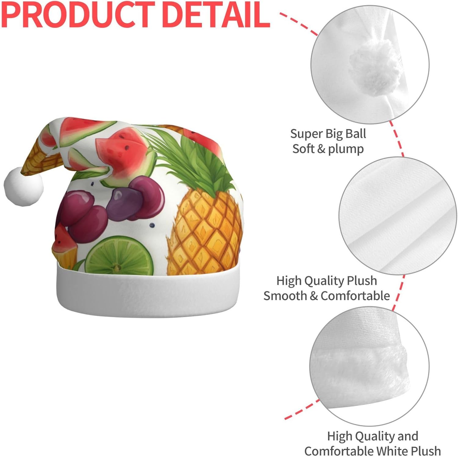 Qin And Zheng Christmas Santa Hat with Fruit Design