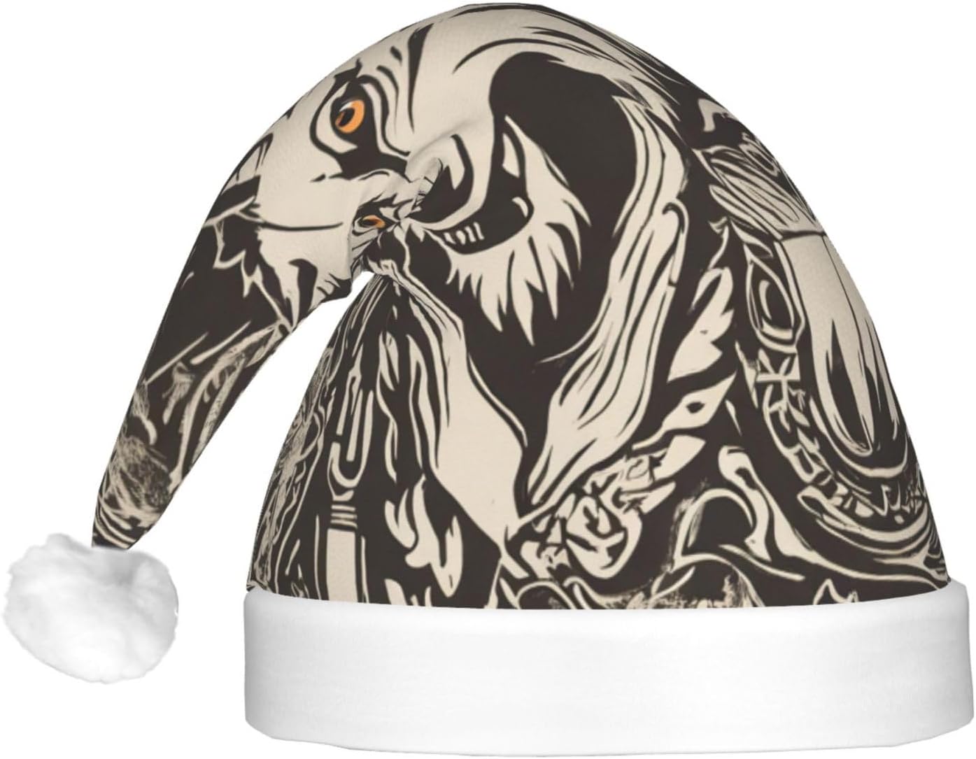 Wolf Motifs Food01 Print Santa Hat Plush Light Up Christmas Adult Hat