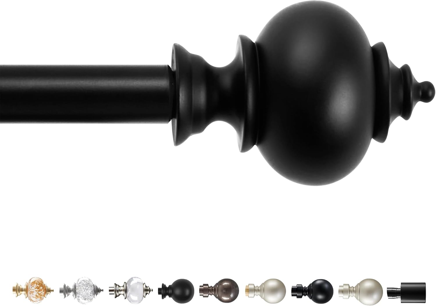 Deconovo Heavy Duty Black Curtain Rod Adjustable 48-84 Inch