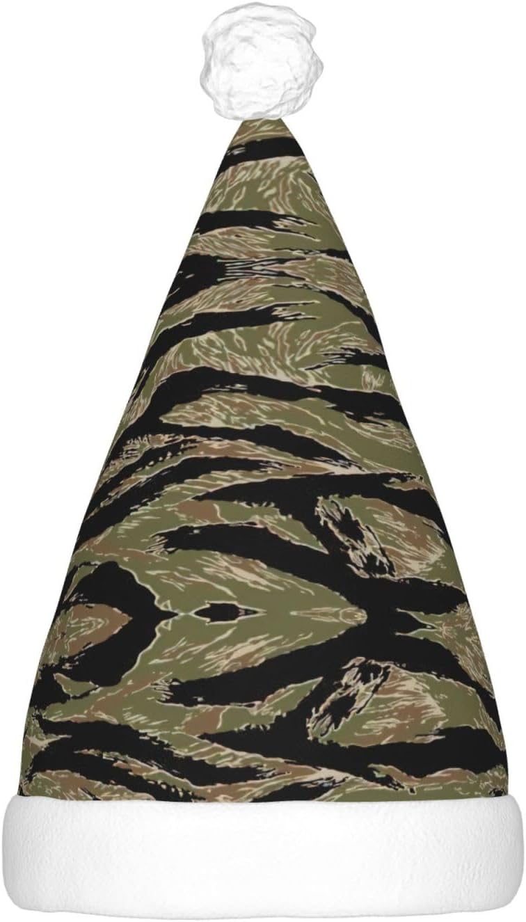 Tiger Stripe Camo Light Up Santa Hat for Adults 1