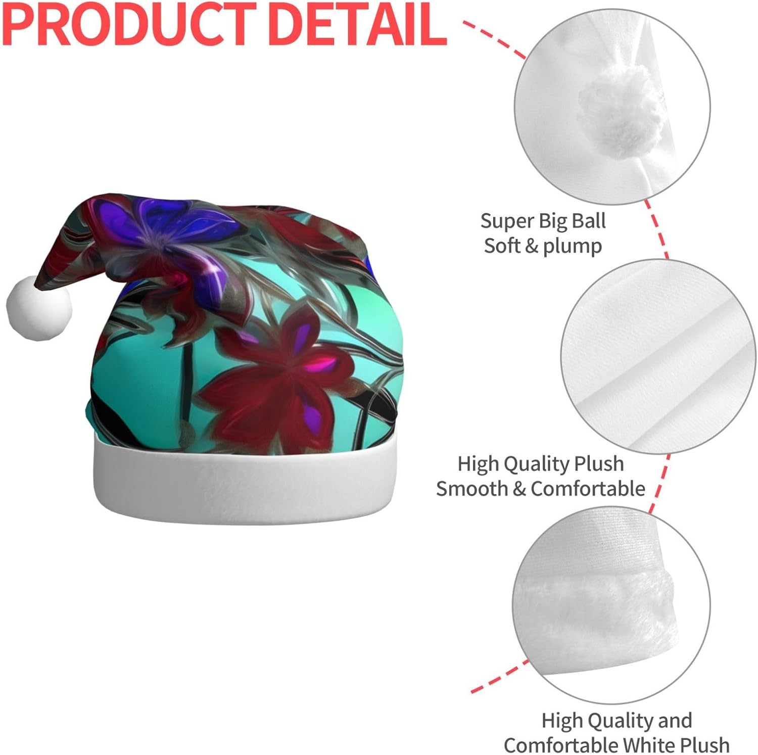 QinZheng Personalized Flower Stained Glass Santa Hat