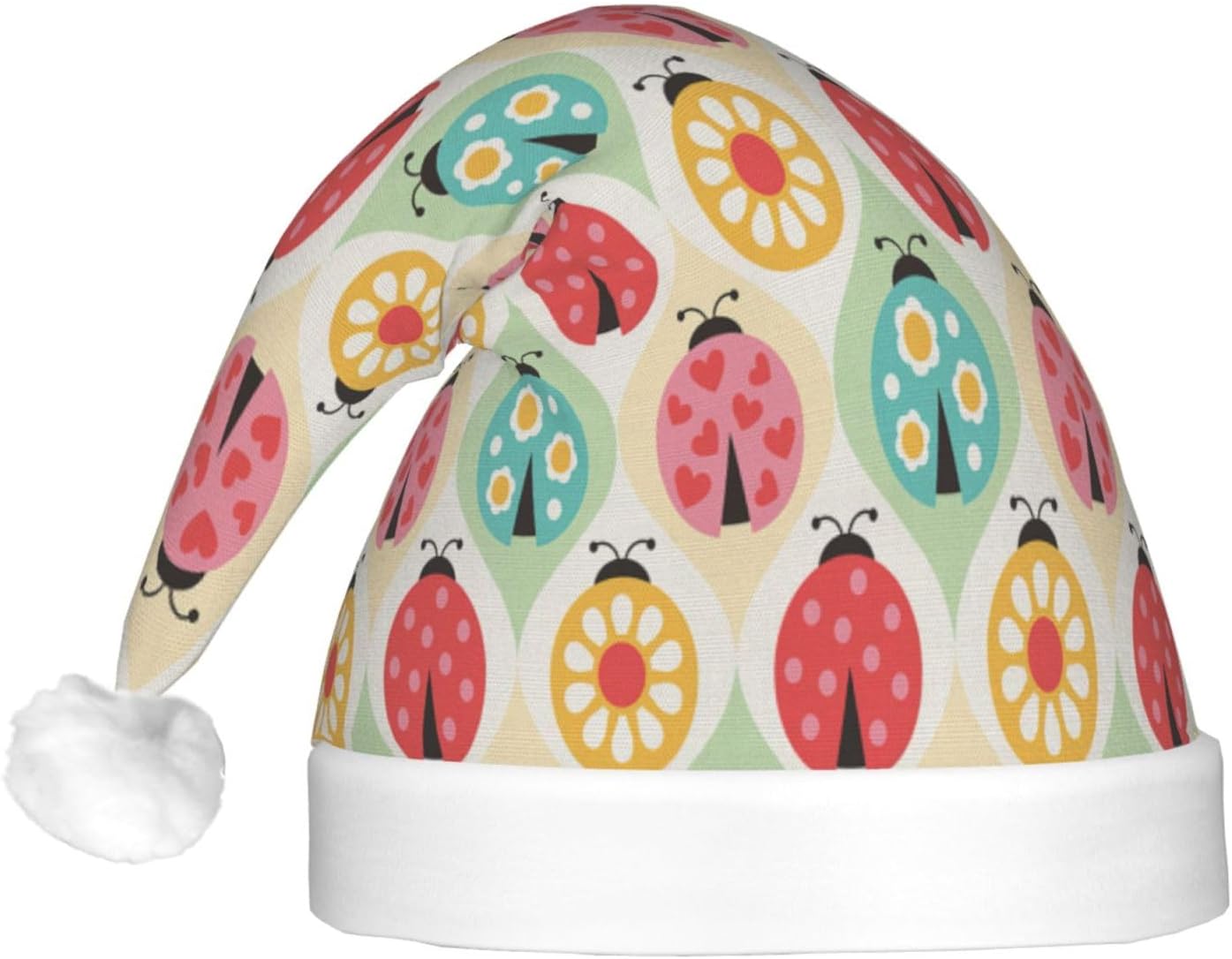 Ladybugs Cartoon Christmas Santa Hat Plush Light Up for Adults