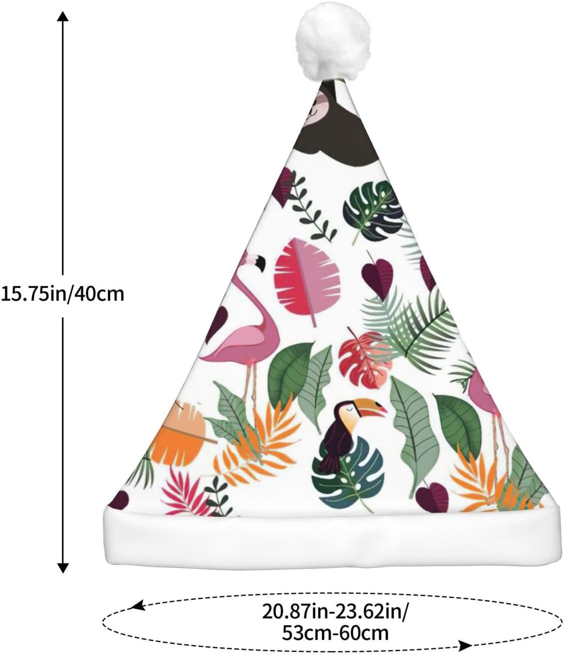 Sloth Pink Tropical Christmas Santa Hat Plush Light Up