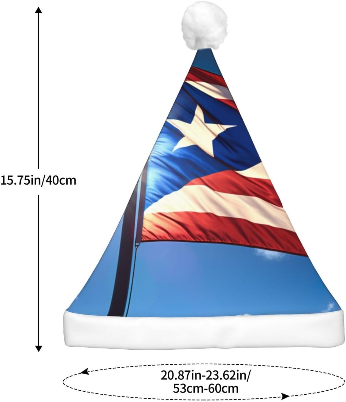QINZHENG LED Christmas Santa Hat with PUERTO RICO Wallpaper Flag Print