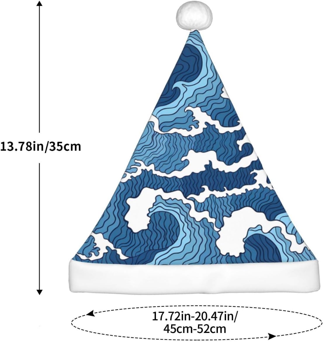 Stormy Sea Print Christmas Santa Hat Small Size