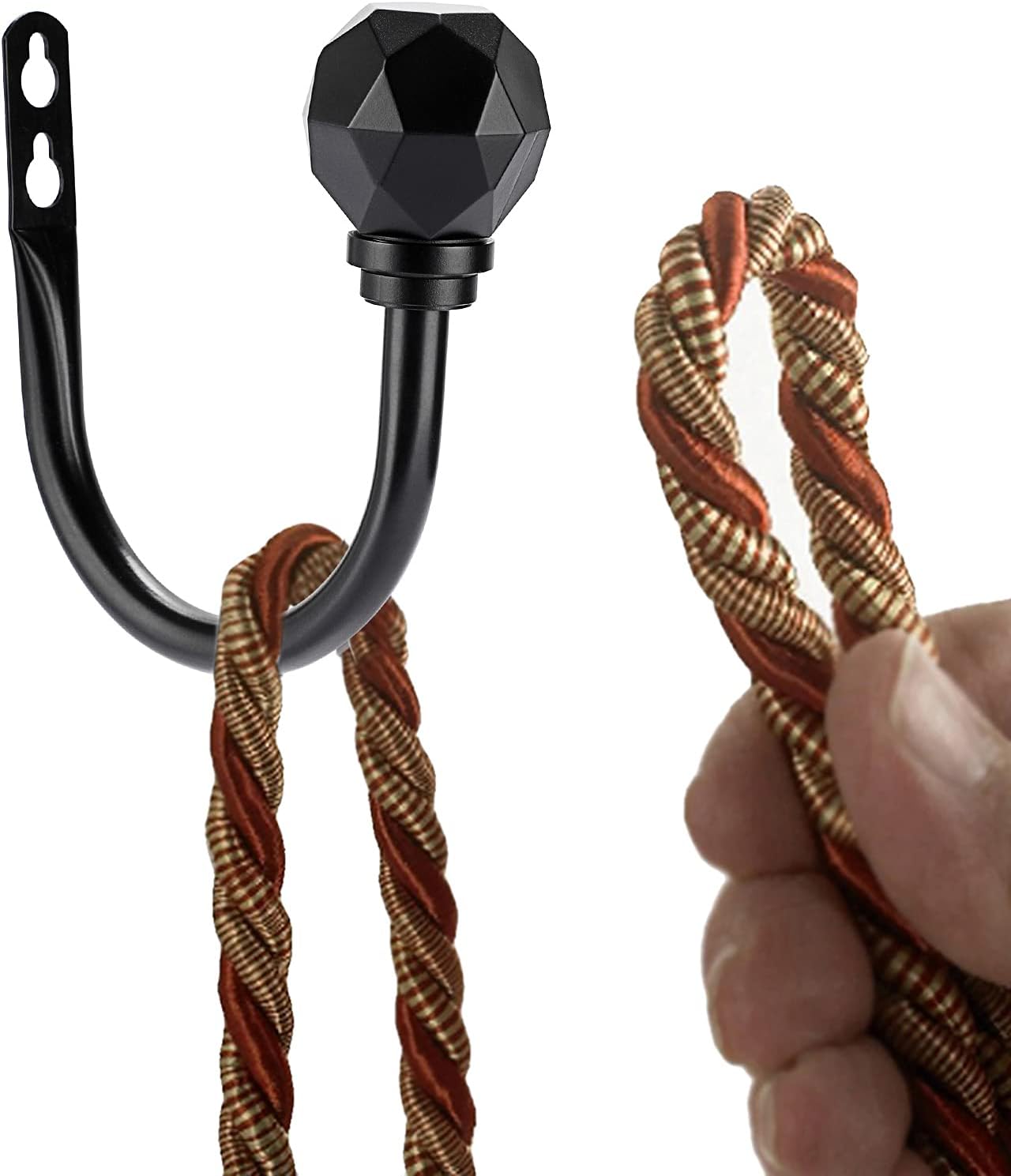 Sumnacon 2Pcs Metal Curtain Holdbacks - Black Wall Mount Holdbacks