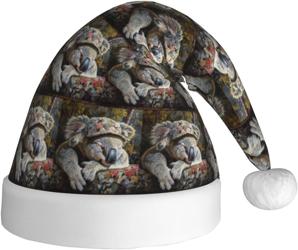 Sleeping Koala Christmas Santa Hat Plush Funny Adult Party Hat