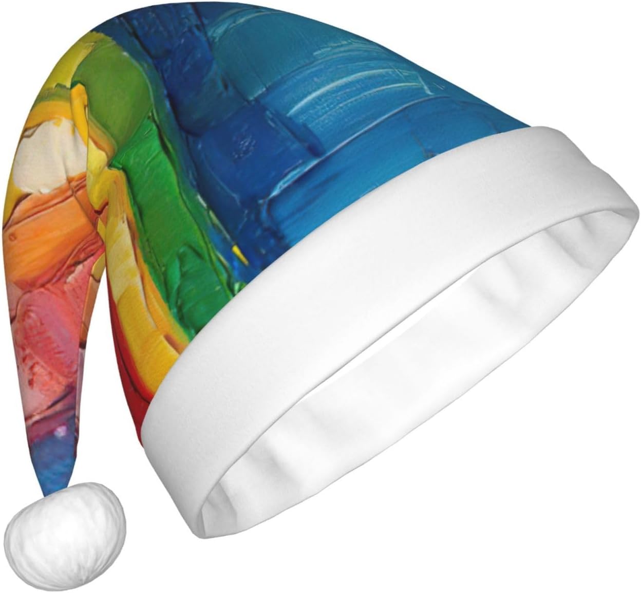 QINZHENG Personalized Santa Hat with Rainbow Print