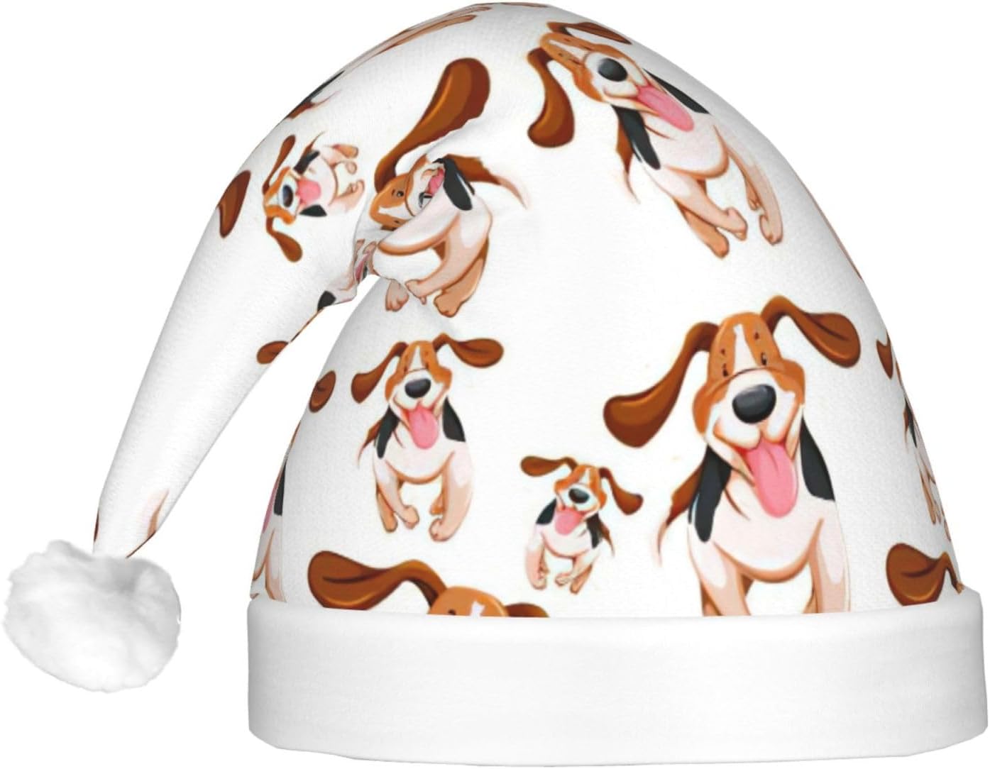 Cartoon Pug Print Light Up Santa Hat For Adults