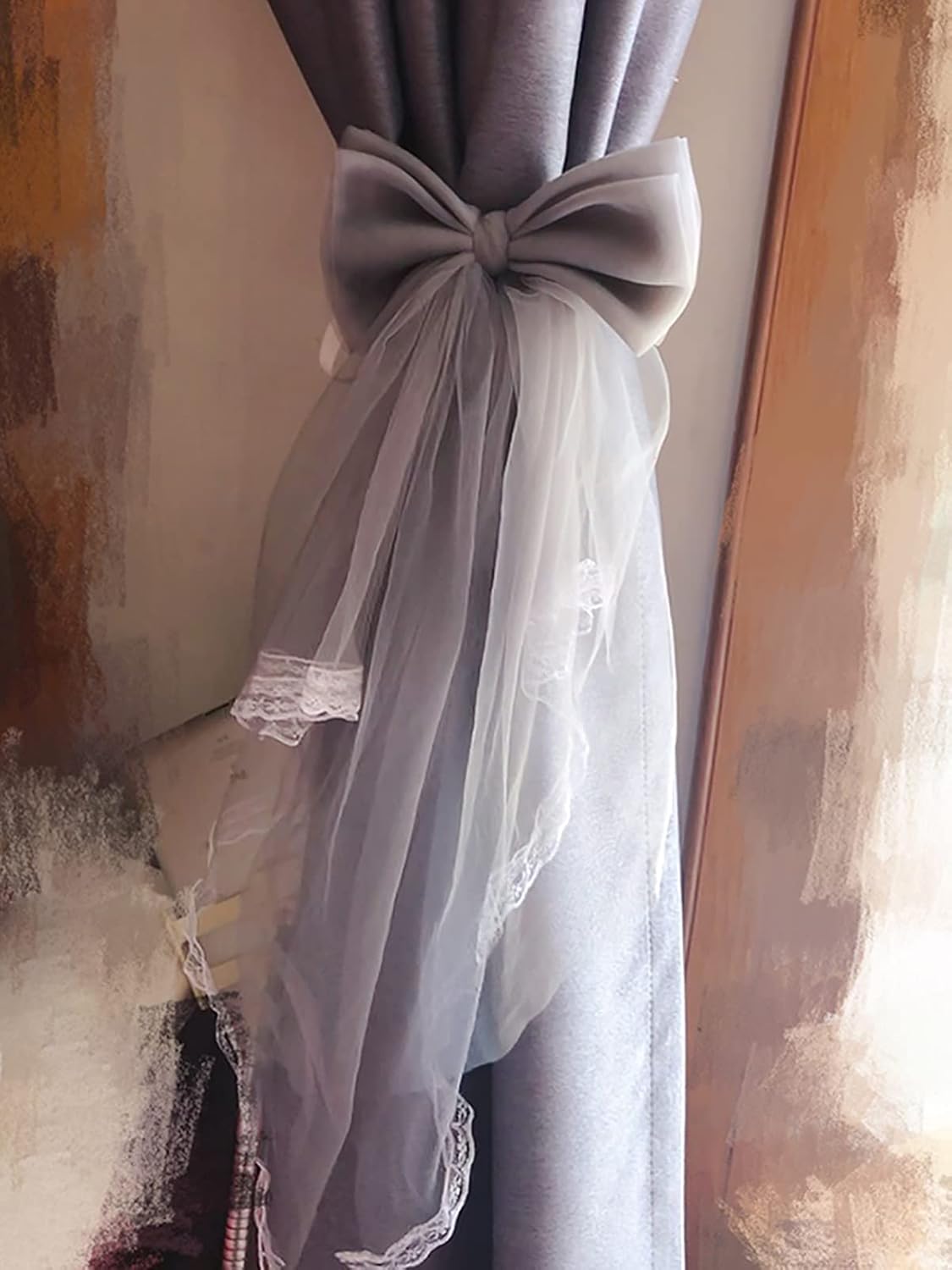 2 Pcs Gauze Curtain Tiebacks with Tassels