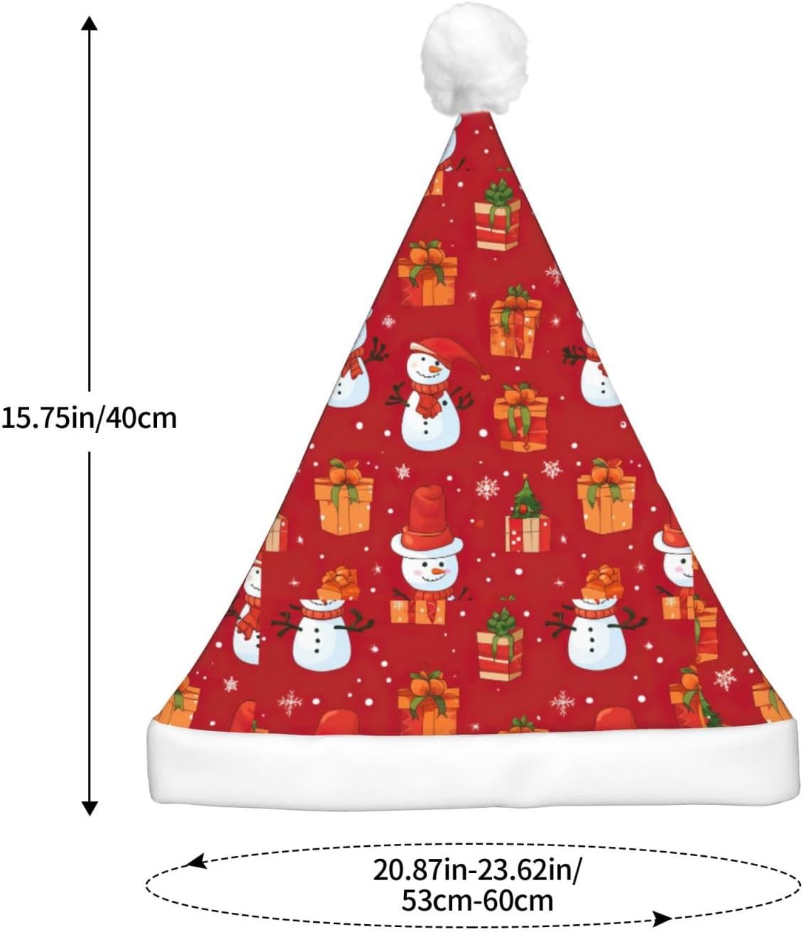 Xmas Gift Snowman Print Santa Hat Plush Light Up for Adult