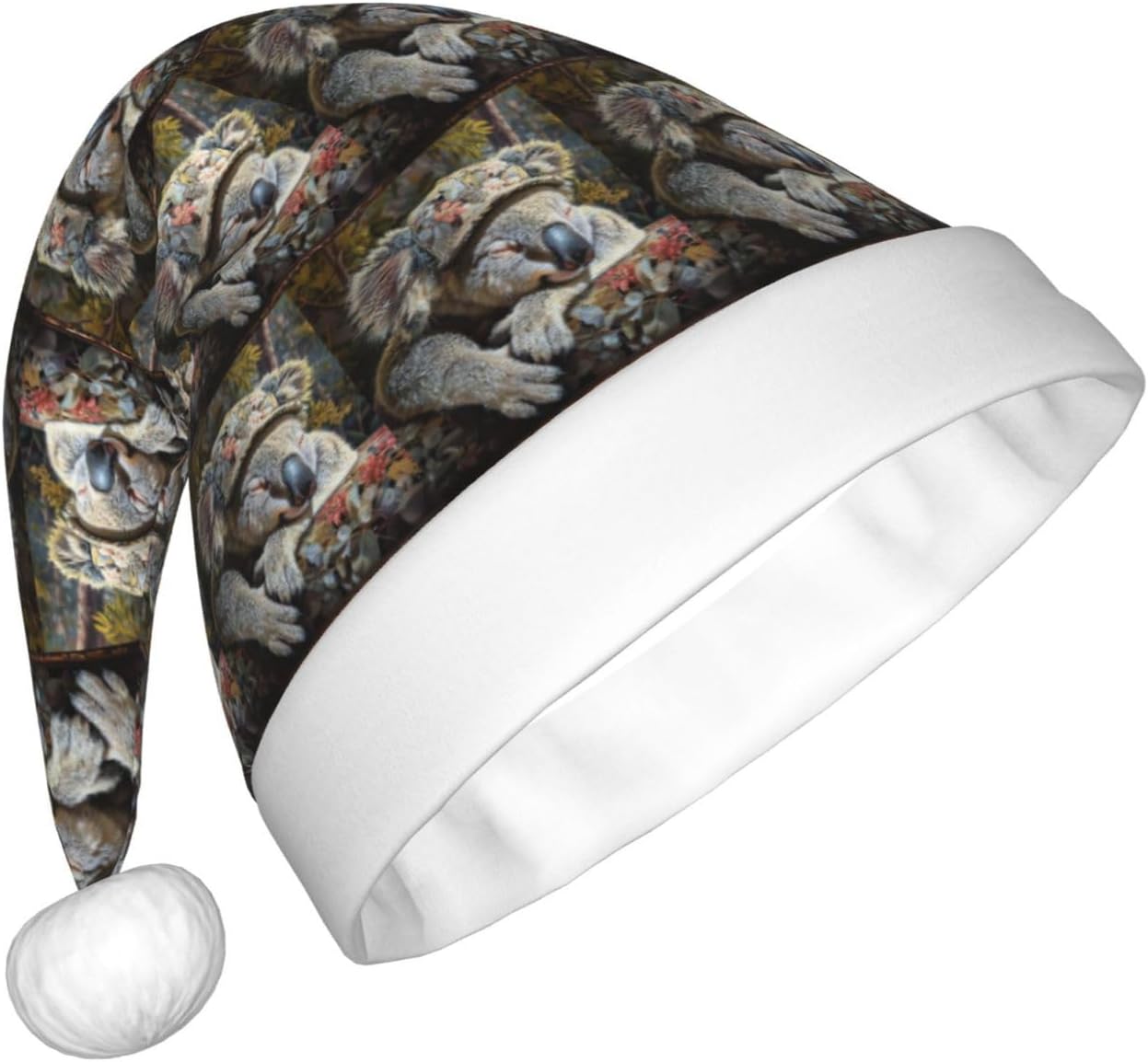 Sleeping Koala Christmas Santa Hat Plush Funny Adult Party Hat