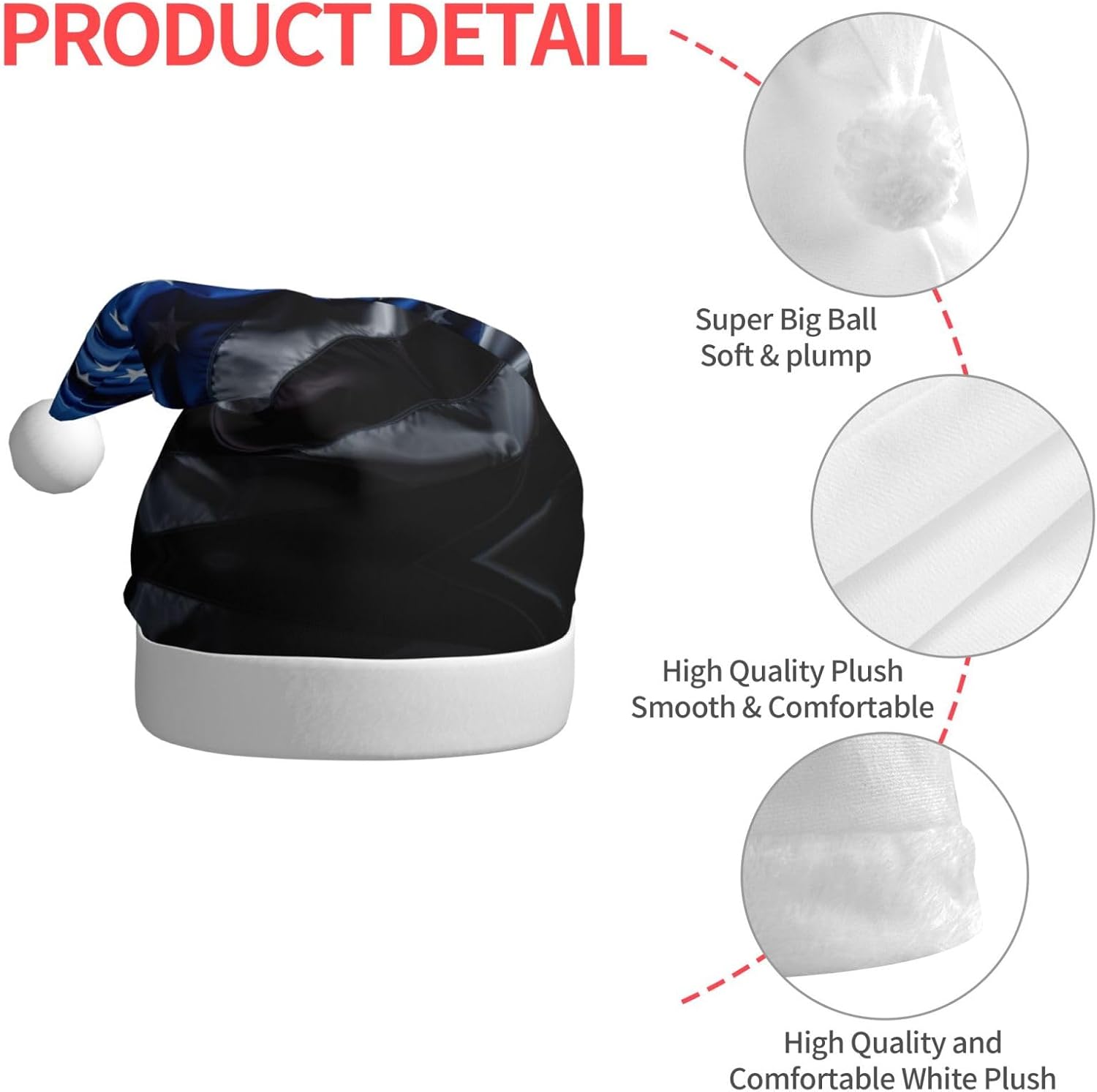 American Thin Blue Line Flag2 Print Santa Hat Plush