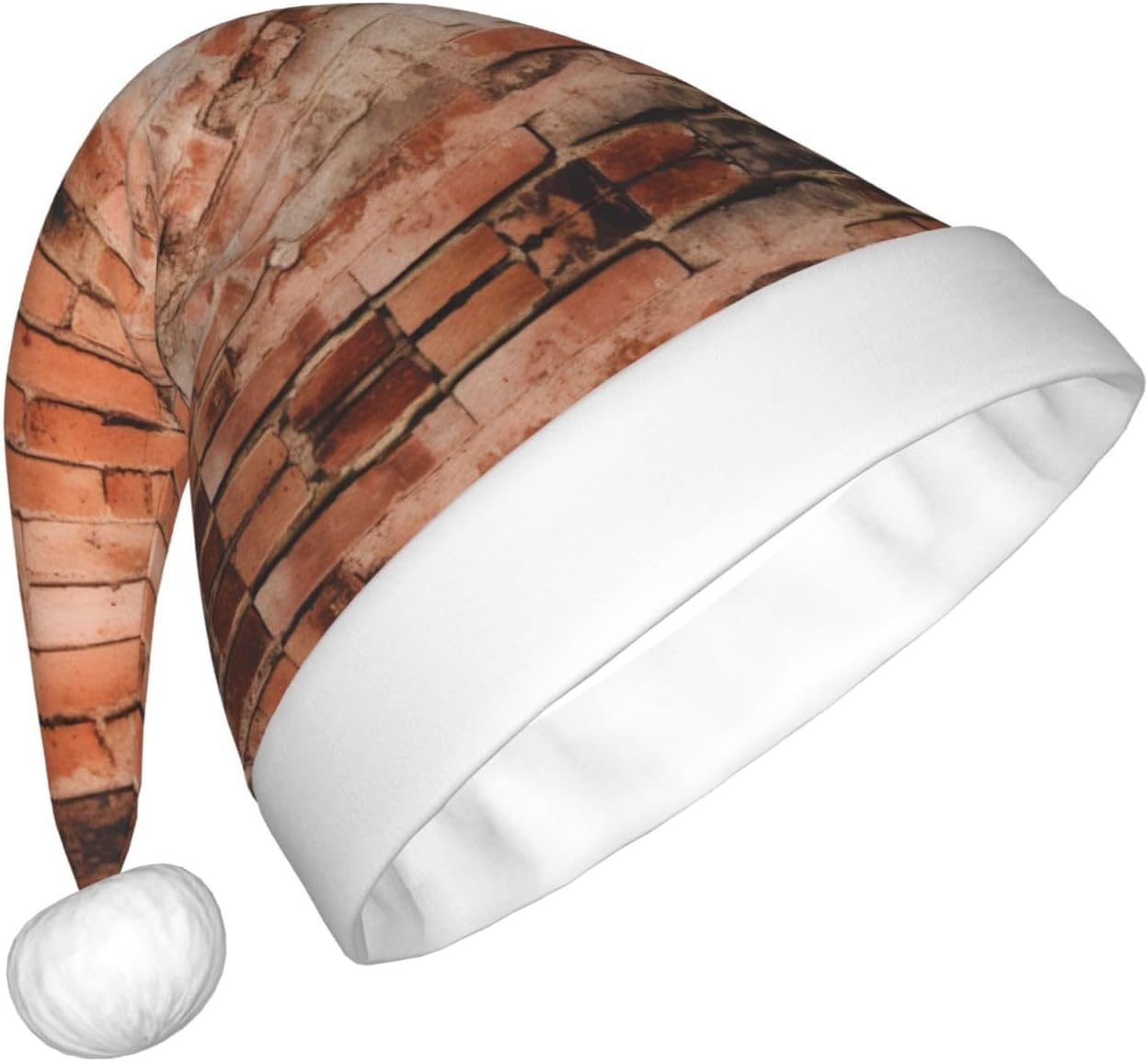 Red Brick Wall Texture Print Christmas Santa Hat Plush