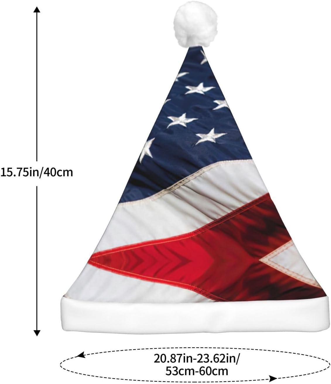American Flag Print LED Christmas Santa Hat for Adults