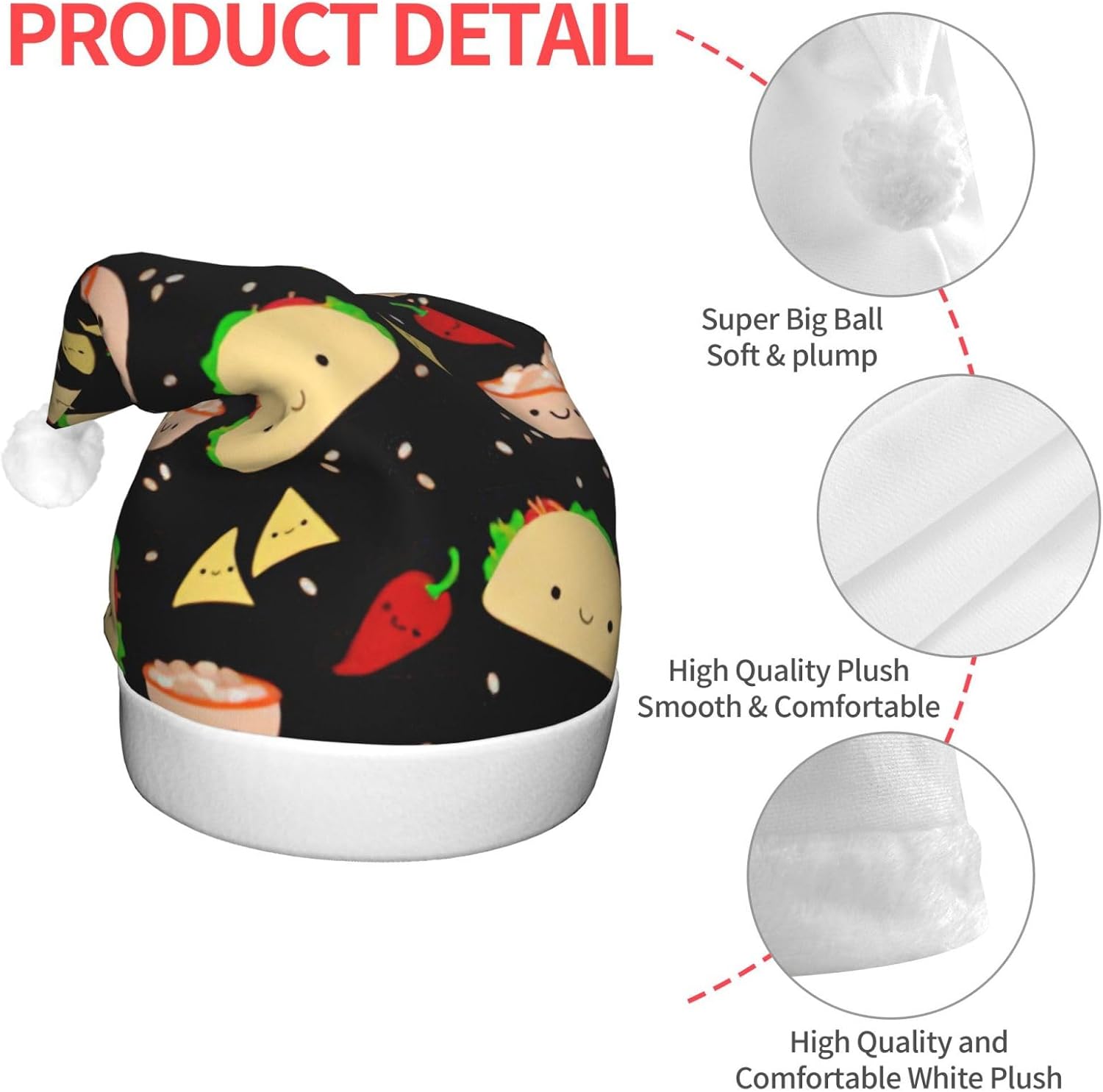 QinZheng LED Christmas Santa Hat for Adults