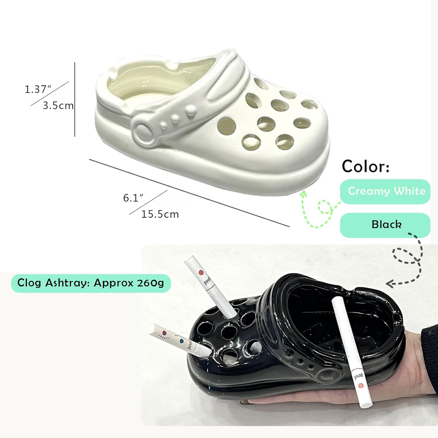 Creative Clogs Ceramic Ashtray for Home and Office