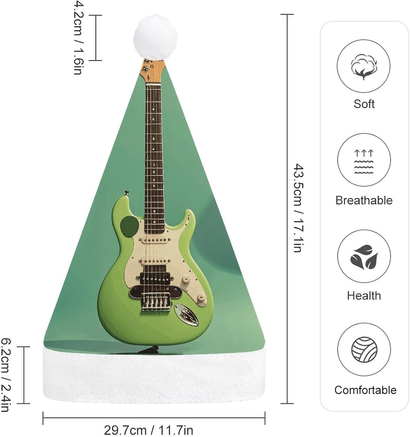 Santa Hat Music Green Christmas Guitar Party Hat