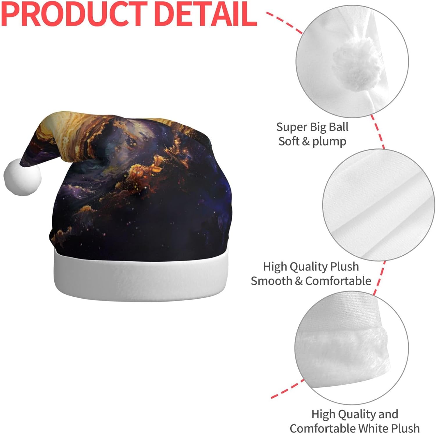 Galaxy Print Christmas Santa Hat Plush for Adults