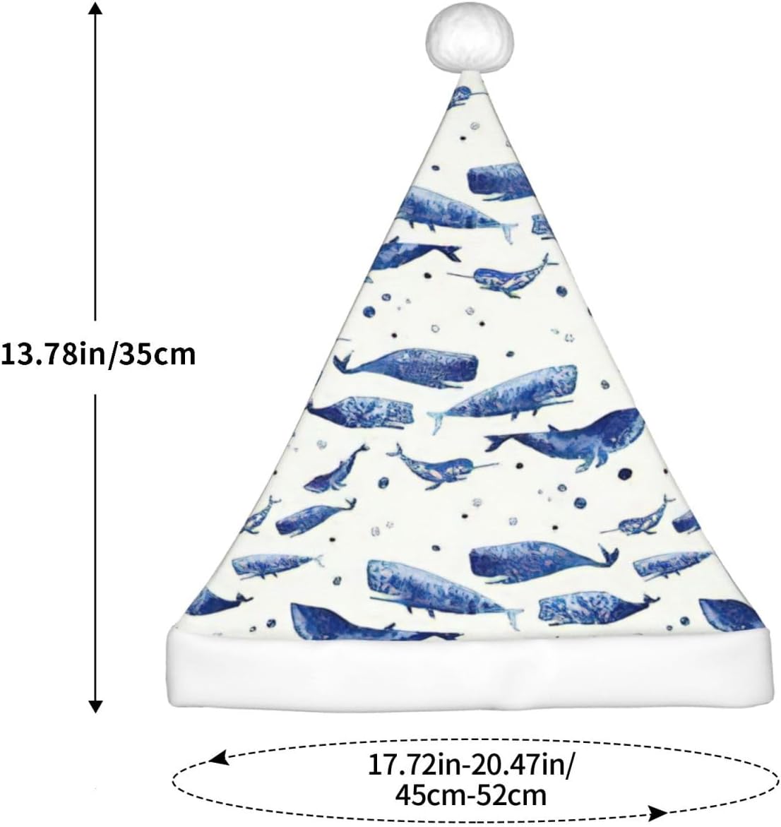 Small Blue Whale Swimming Print Santa Hat Christmas Decor
