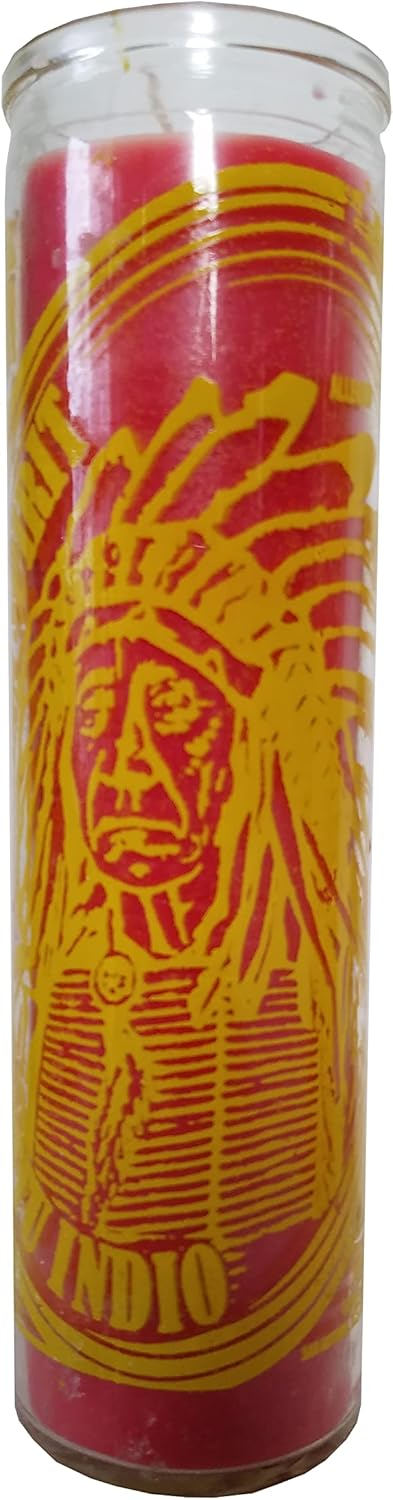 Indian Spirit Red Pillar Candle 8 Inches Tall