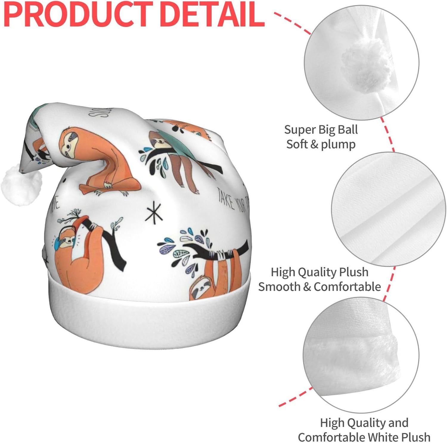 QINZHENG LED Brown Sloth Santa Halloween Hat