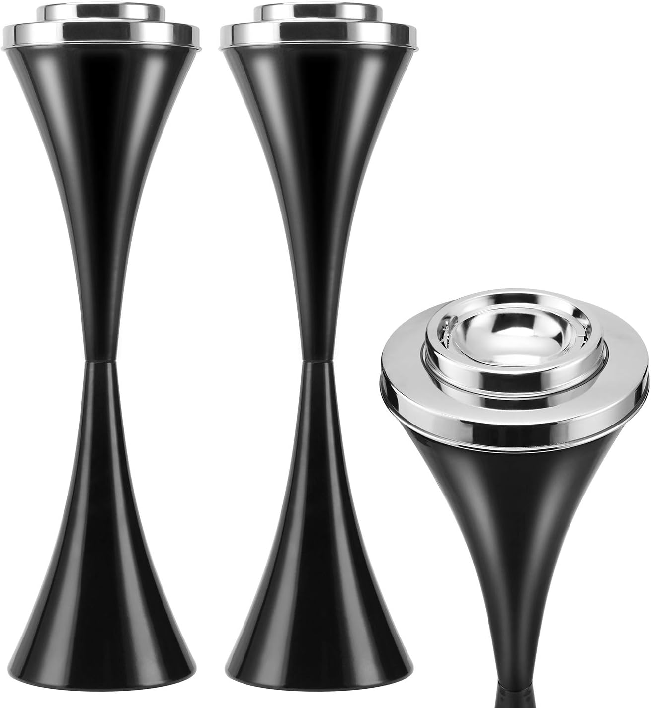 2 Pack Windproof Steel Standing Ashtray for Outdoor Use