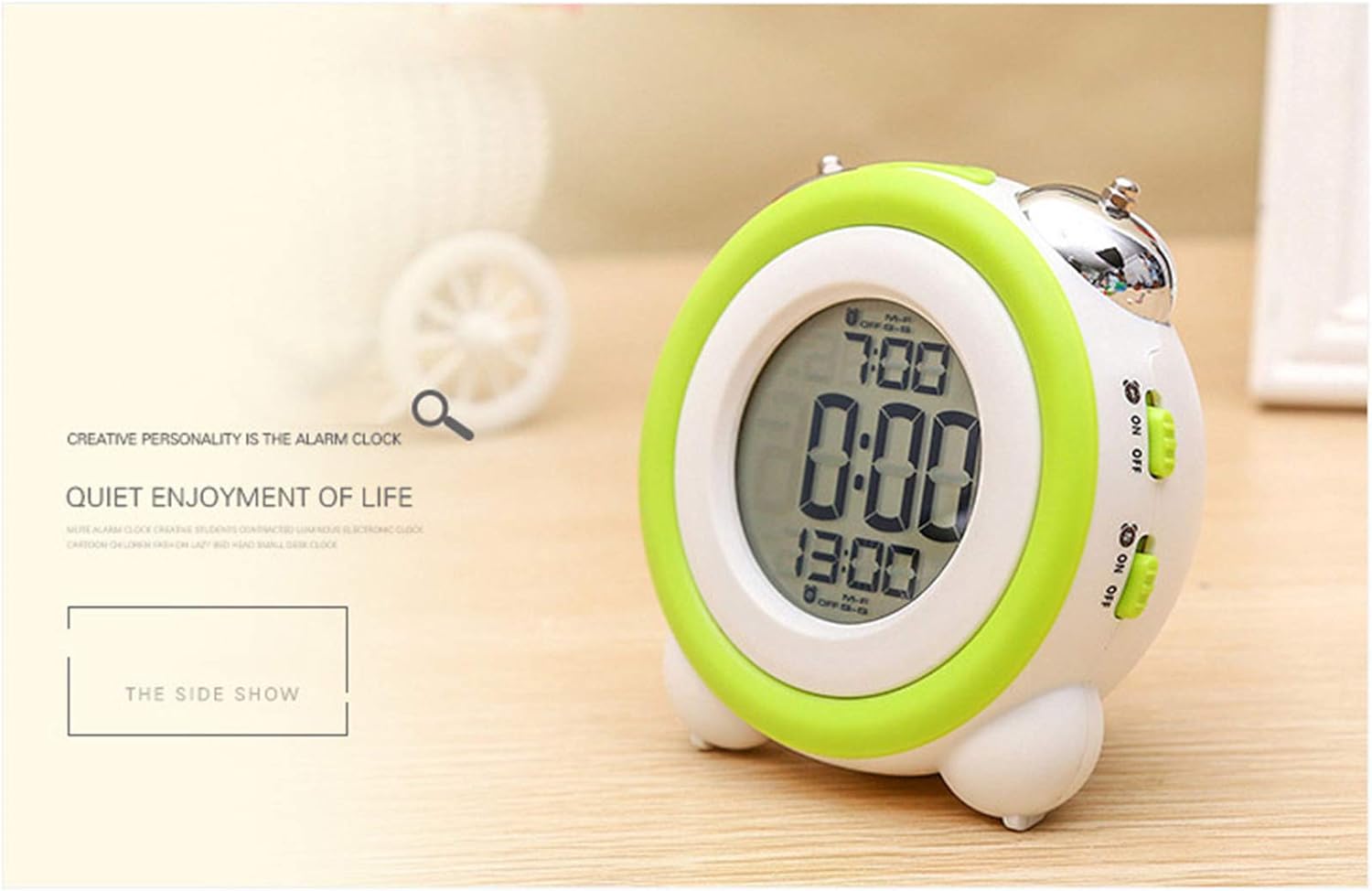 Mechanical Double Bell Alarm Clock with LCD Display