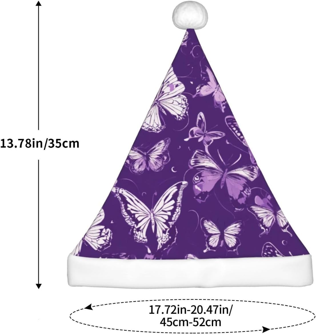 Purple Butterflies Floral Print Christmas Santa Hat Small Size