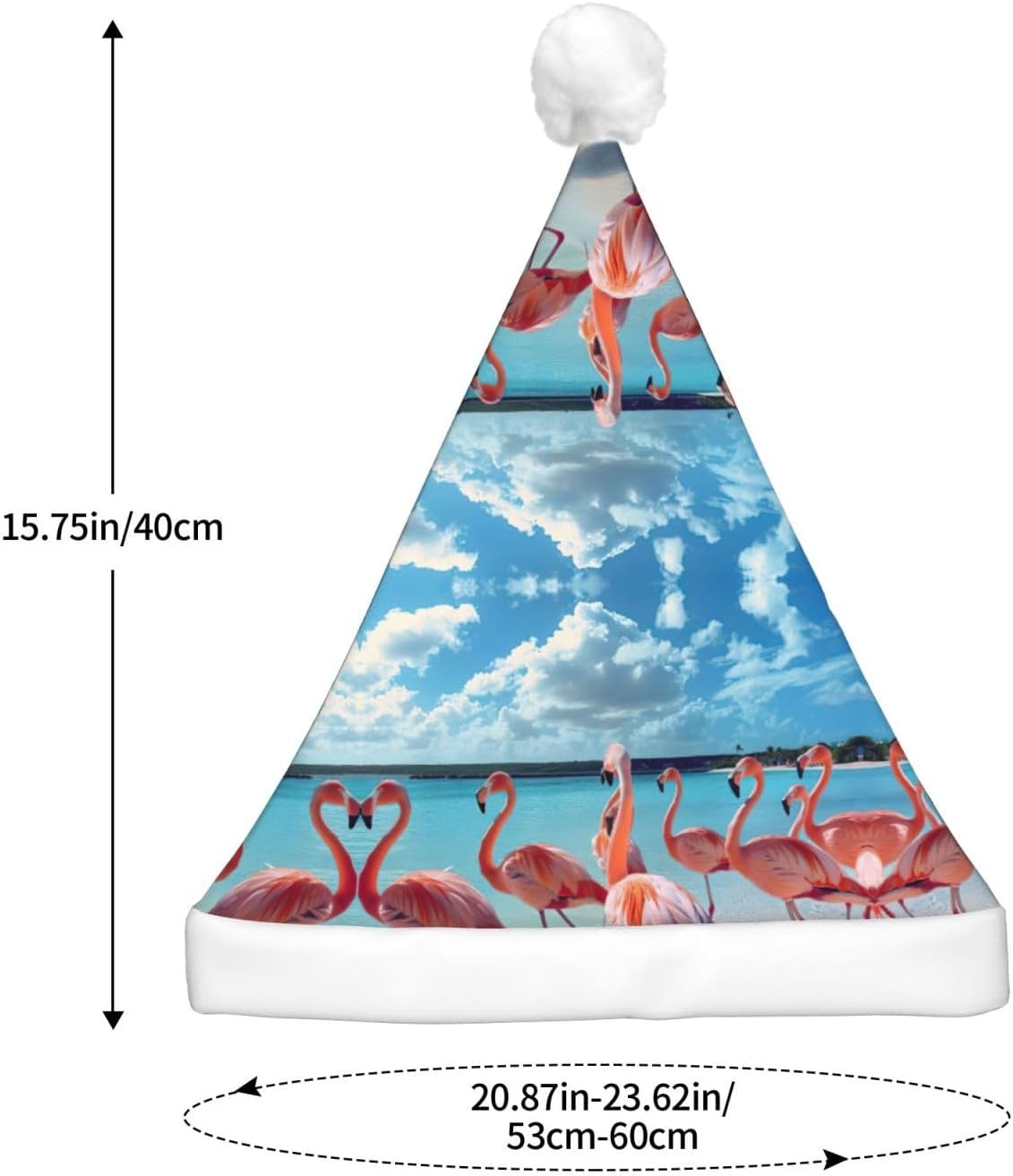 Flock of Pink Flamingos Christmas Santa Hat with LED Light